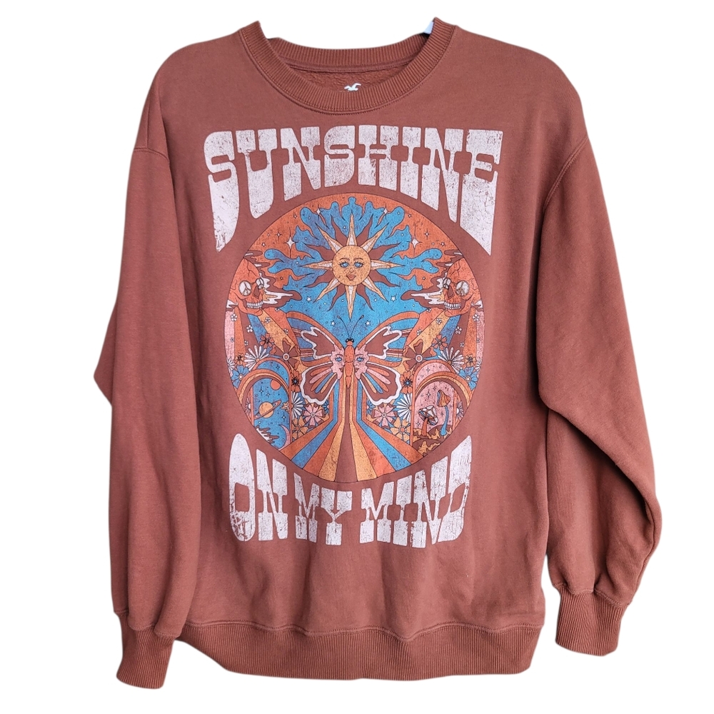 Hollister Sweatshirt XS Sunshine On My Mind Brown